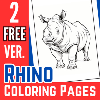Free pages of cute happy rhino animal coloring pages printable