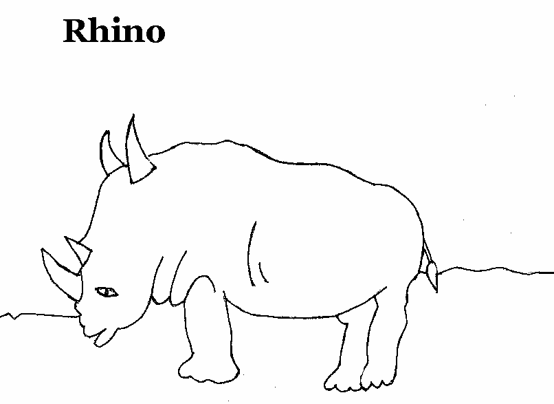Rhino coloring printable page for kids