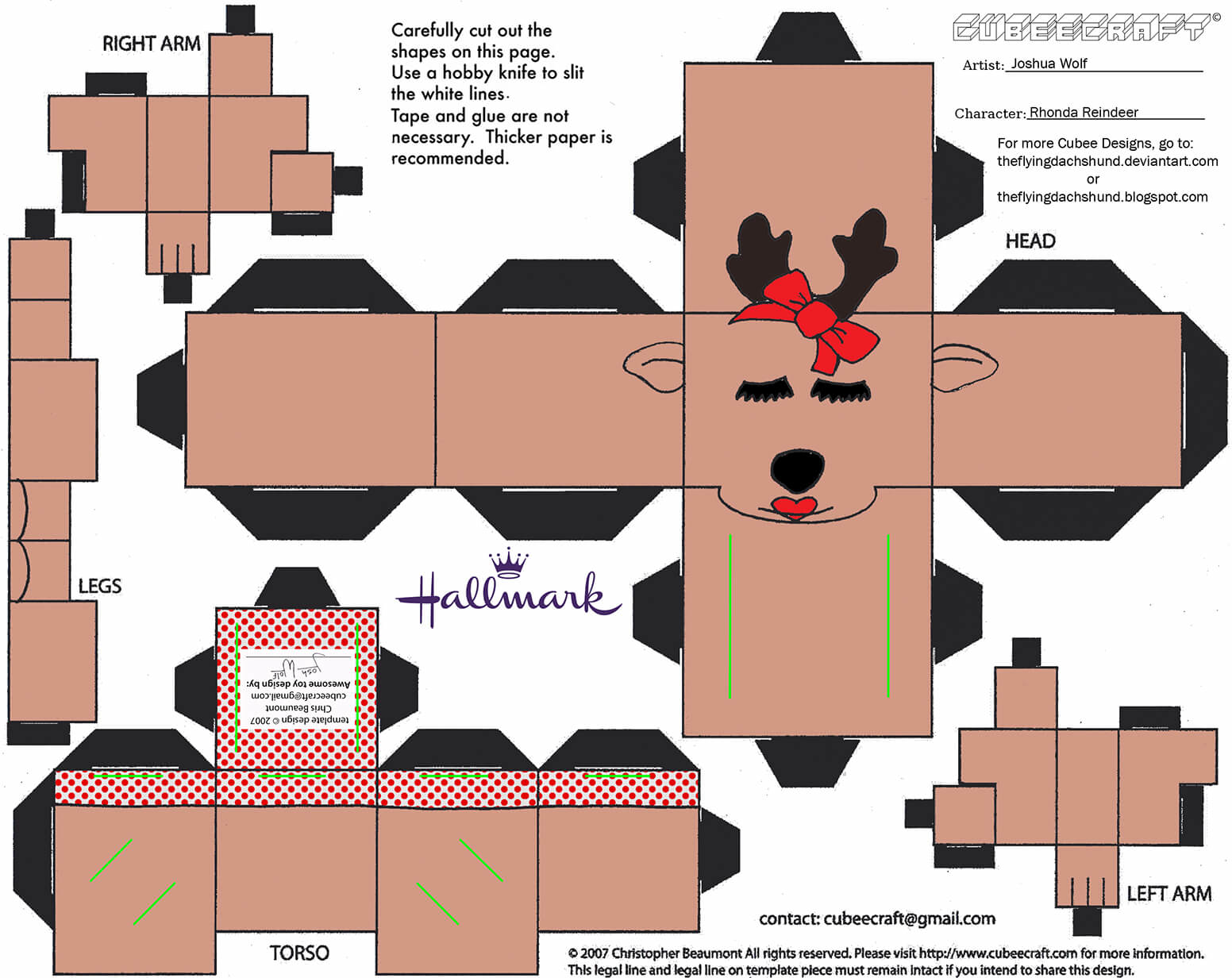 Rhonda reindeer paper toy free printable papercraft templates