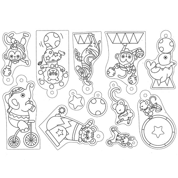 Circus shrink plastic film with animal drawing ready to use shrinkab miniaturesweet kawaii resin crafts decoden cabochons supplies jewelry making