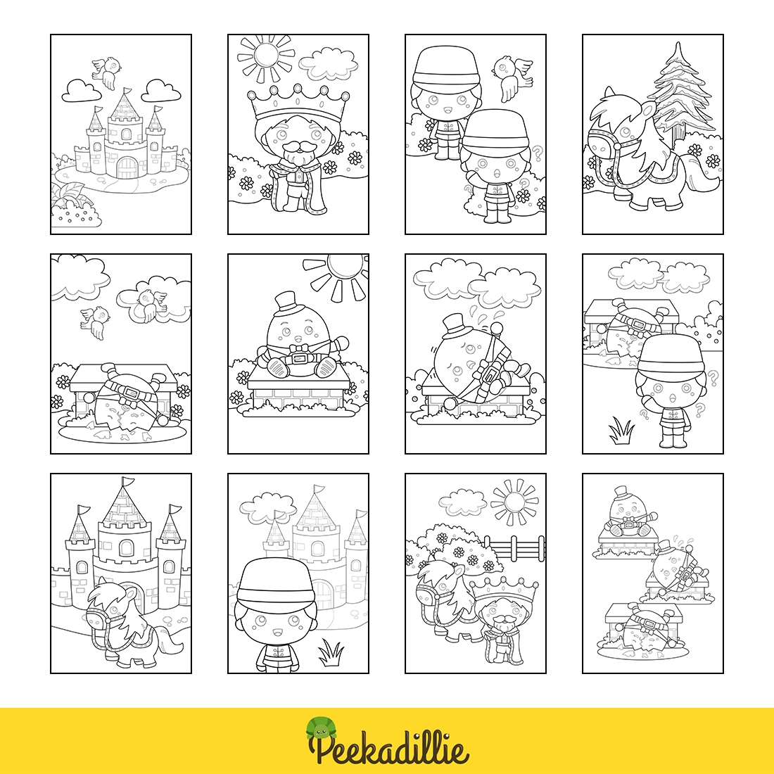 Humpty dumpty classic song rhymes story coloring pages activity for kids and adult