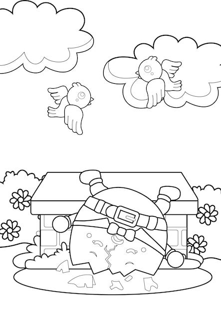 Premium vector humpty dumpty classic rhymes coloring for kids and adult