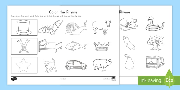 Color the rhyme activity teacher