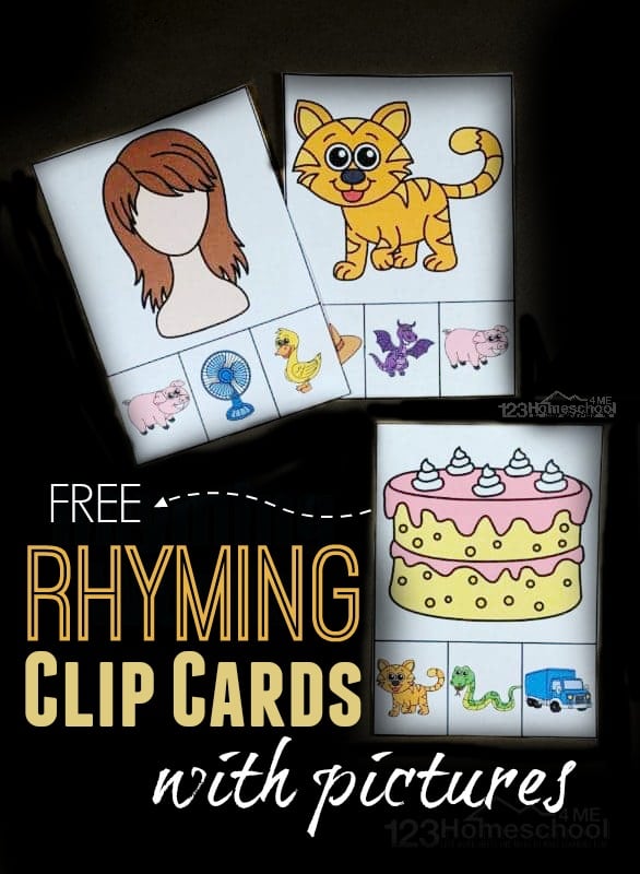 Free rhyming clip cards with pictures