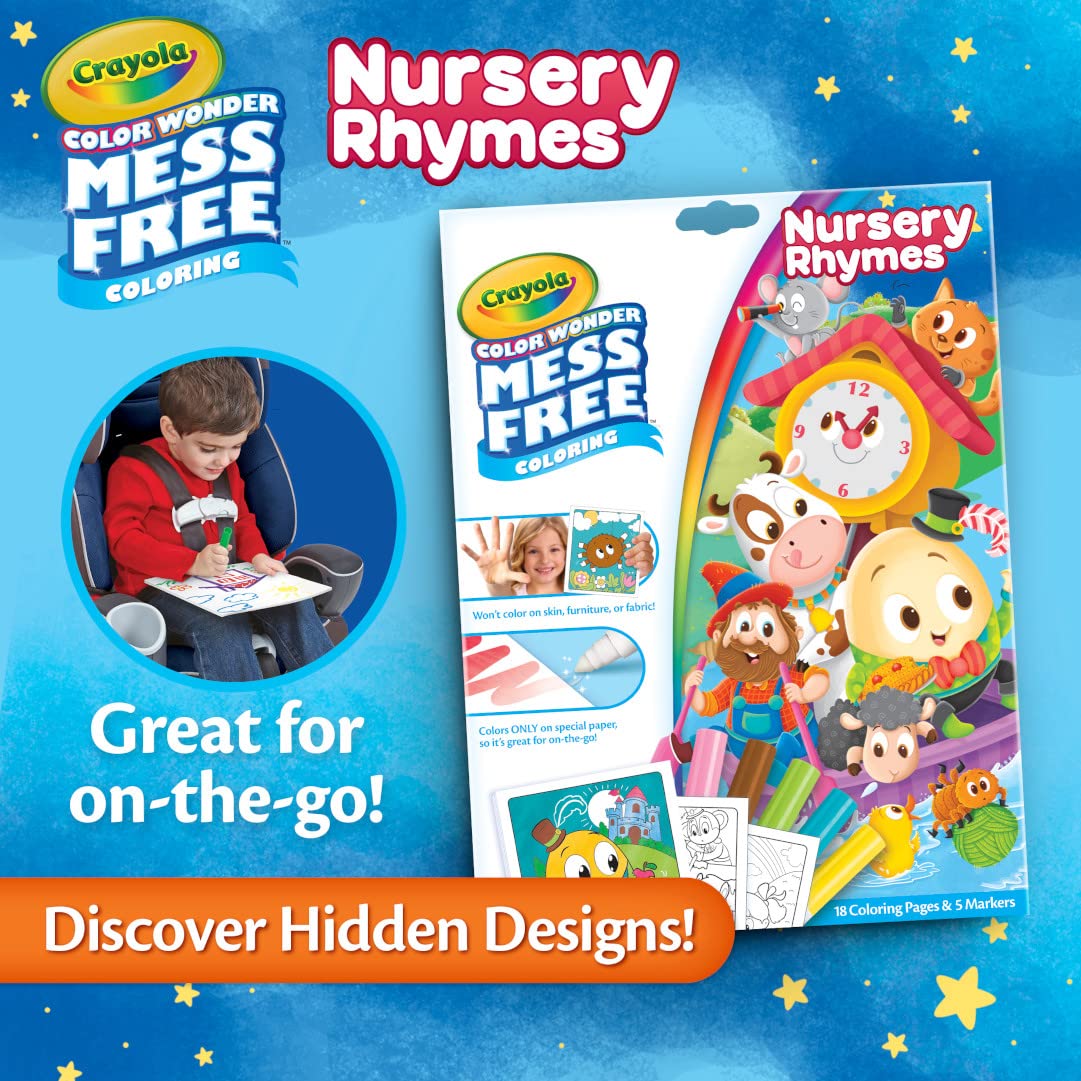 Crayola color wonder nursery rhymes mess free coloring pages markers gift for kids age toys games