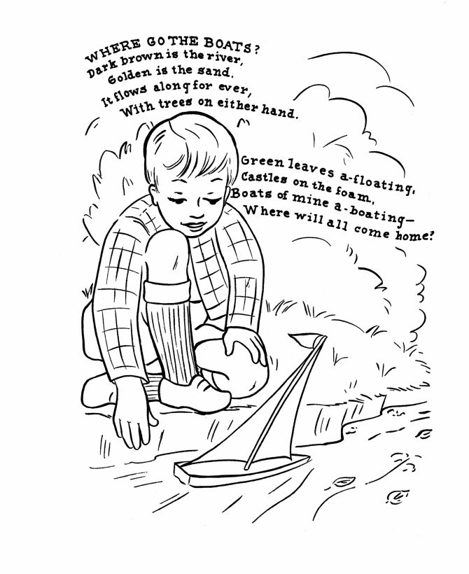 Classic mother goose nursery rhymes coloring pages where go the boats nursery rhyme nursery rhymes nursery rhyme theme coloring pages