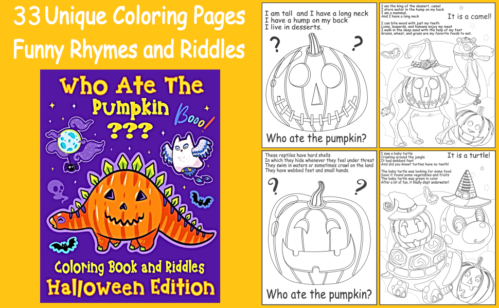 Who ate the pumpkin halloween coloring book for kids ages