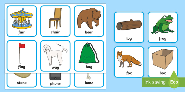 Rhyming pairs picture cards primary resources