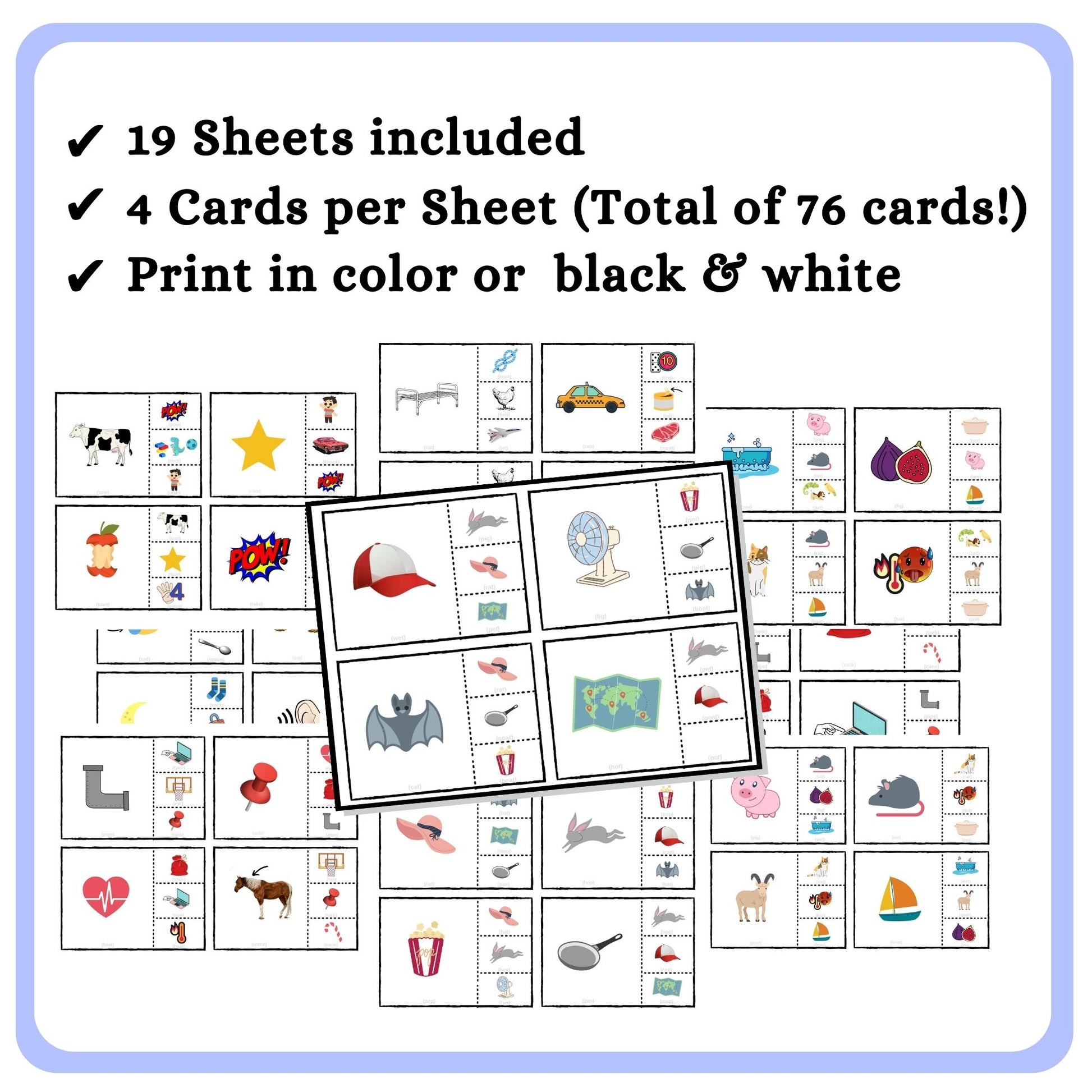 Rhyming words clip cards â my three readers