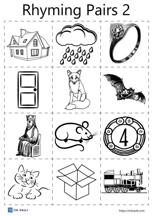 Pairs of rhyming words with pictures