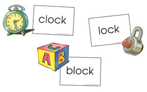 Rhyming words phonics pocket chart cards