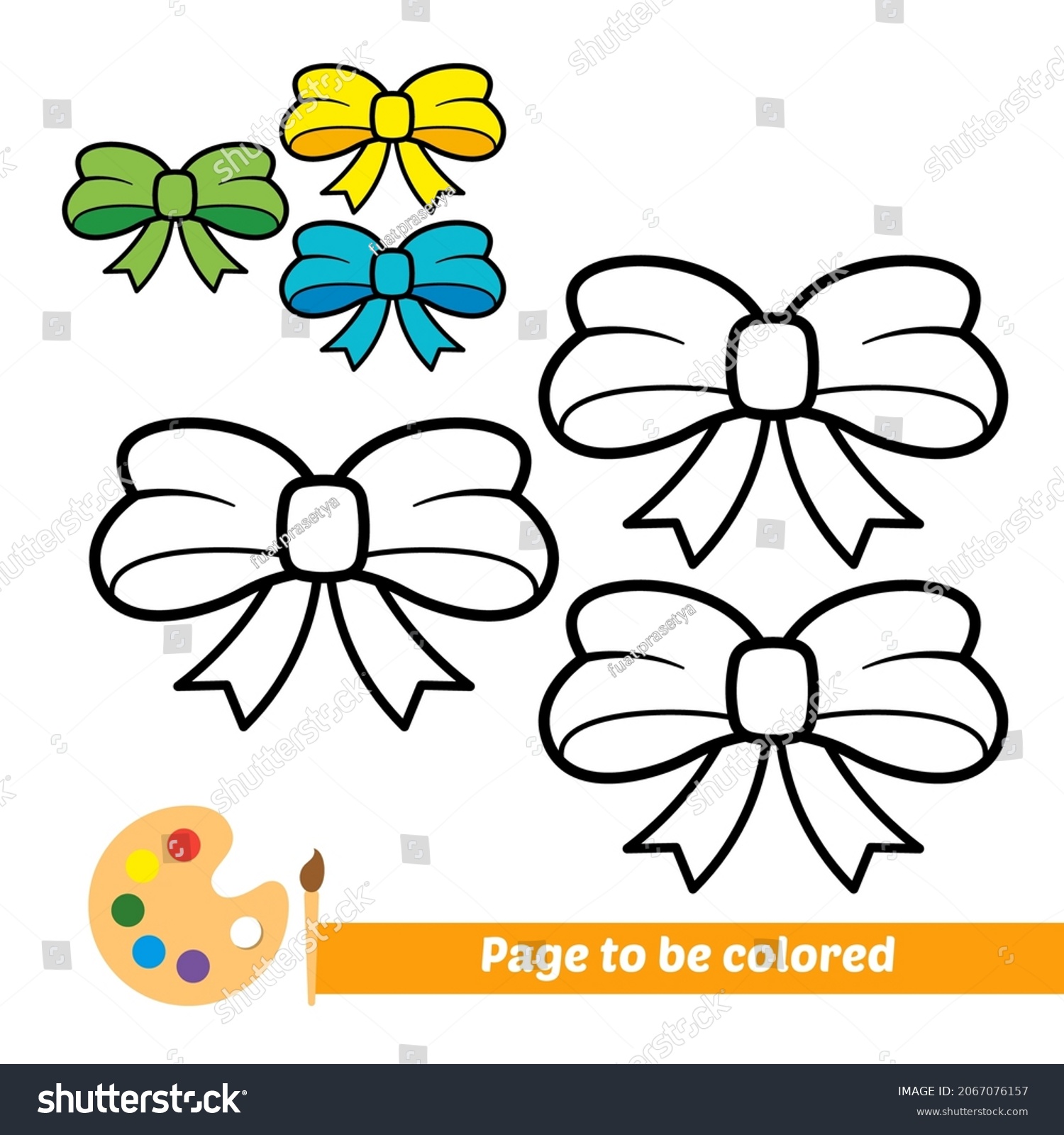 Coloring book kids bow ribbon vector stock vector royalty free