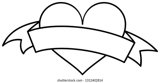 Heart ribbon outline valentines day coloring stock vector royalty free