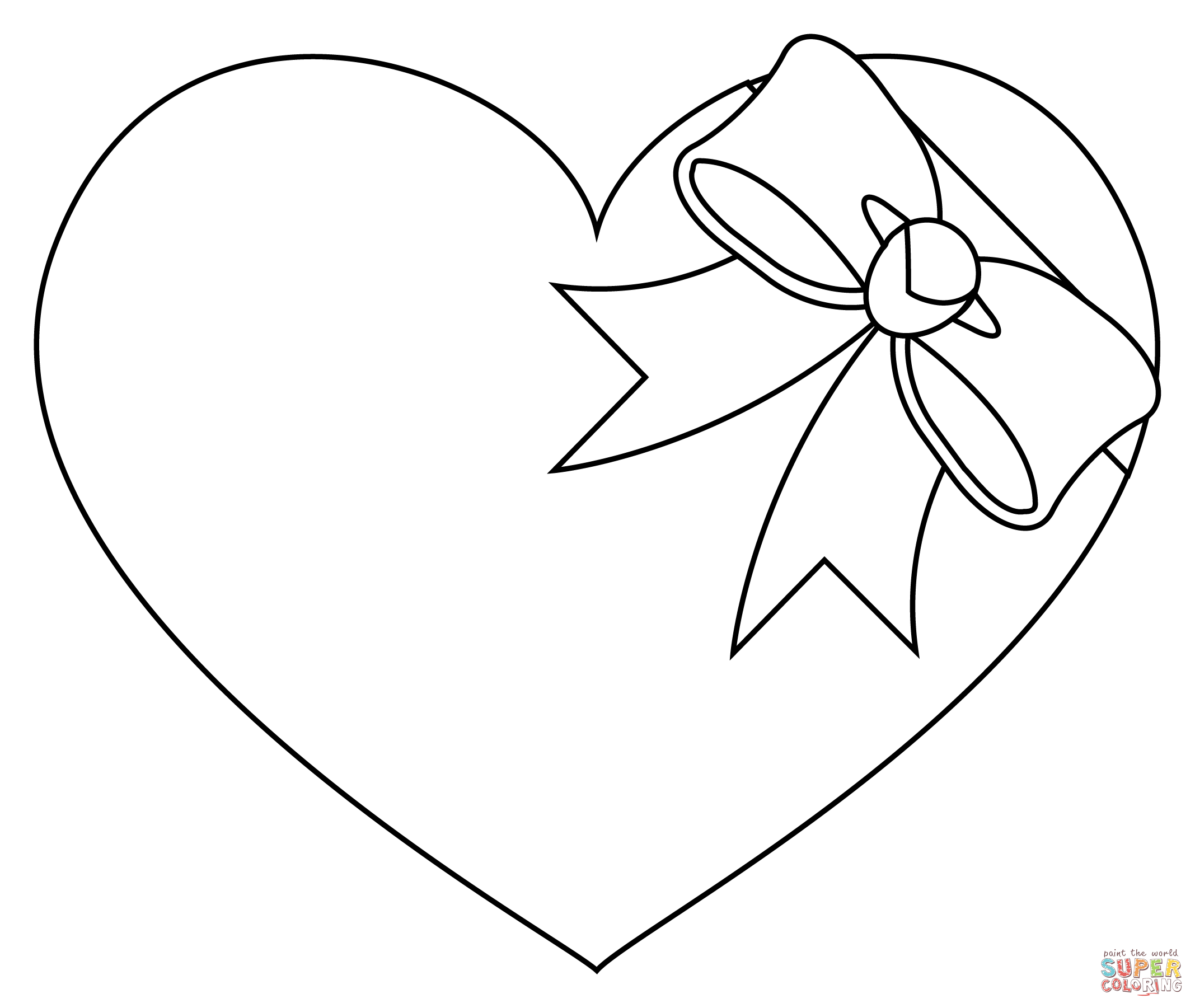 Heart with ribbon coloring page free printable coloring pages