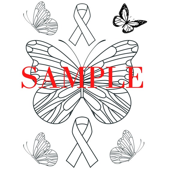 Coloring pages awareness ribbon coloring butterfly coloring christmas gift birthday gift coloring page