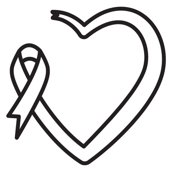 Heart with awareness ribbon coloring page digital download instant download