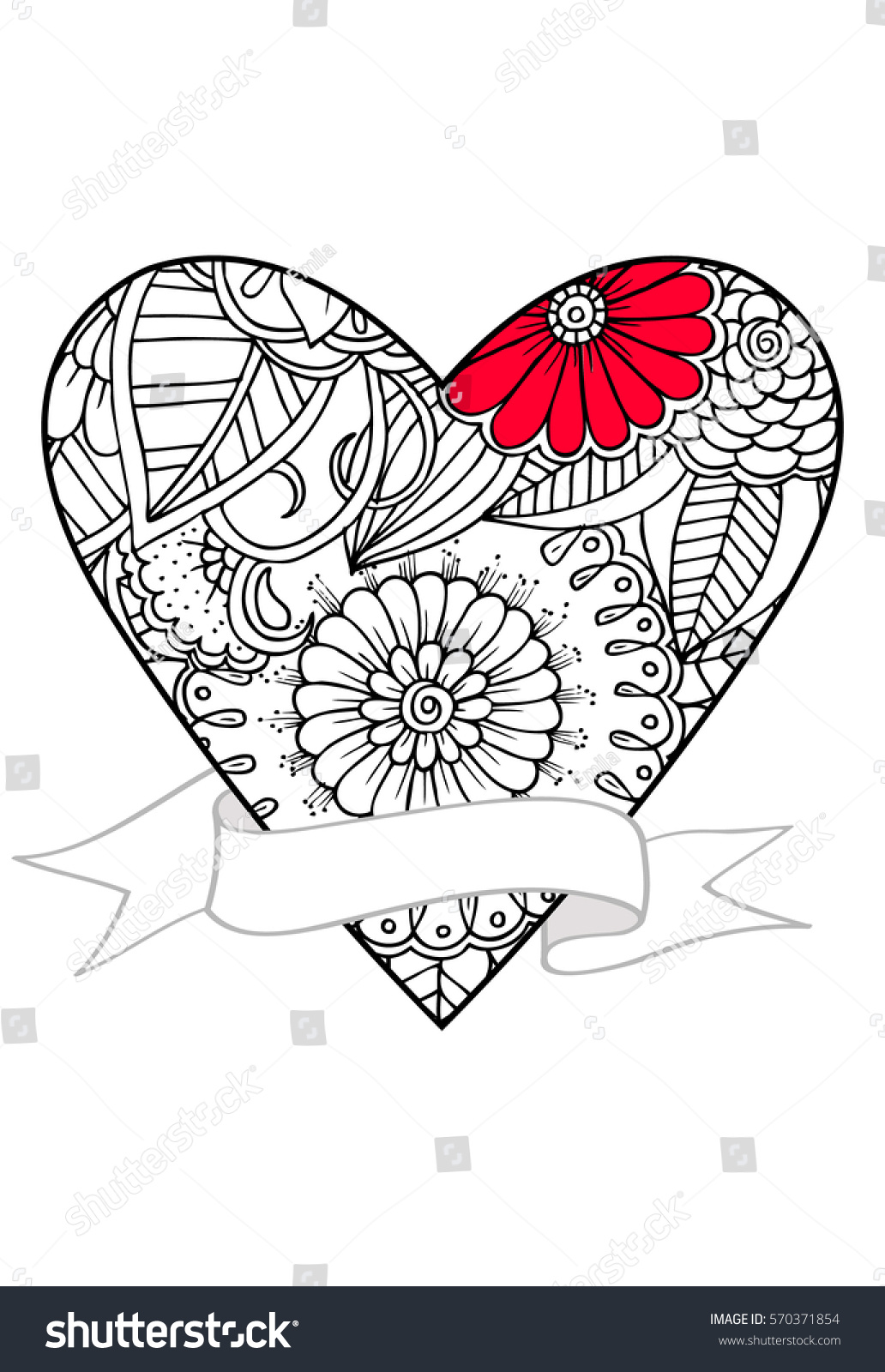 Vector doodle drawing heart ribbon use stock vector royalty free