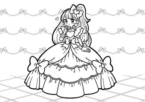 Free vectors coloring book ribbon heart princess