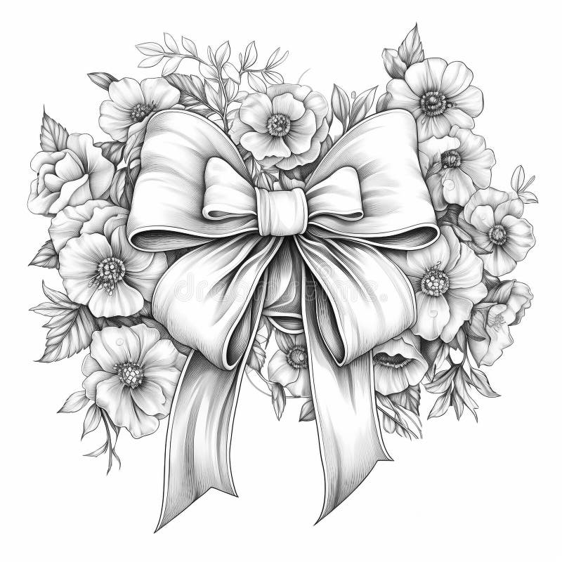 Flower ribbon coloring page stock illustrations â flower ribbon coloring page stock illustrations vectors clipart