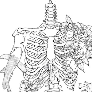 Beautiful bones digital coloring page for download original art all proceeds to charity