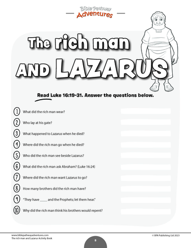 Bible parable the rich man and lazarus teaching resources