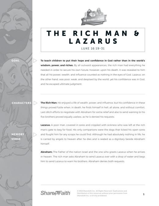 Luke lazarus and the rich man kids spot the difference clover media