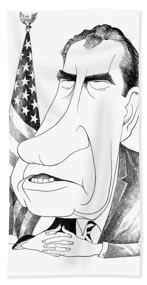 Richard nixon caricature hand towel by edmund valtman