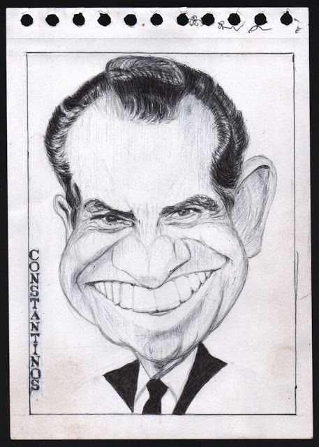 Richard nixon by constantinos cc first sketches of caricatures drawings graphite b ballpoint pen on paper a httpconstantinoscomsapo
