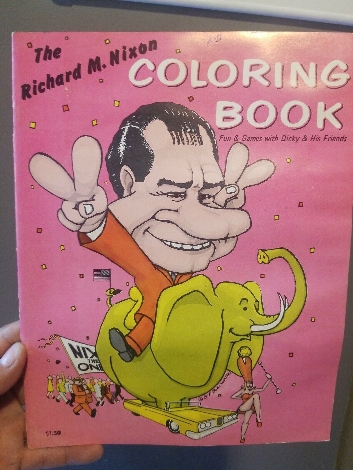 Richard nixon coloring book uncolored rare bill bohannon tricky dickyland