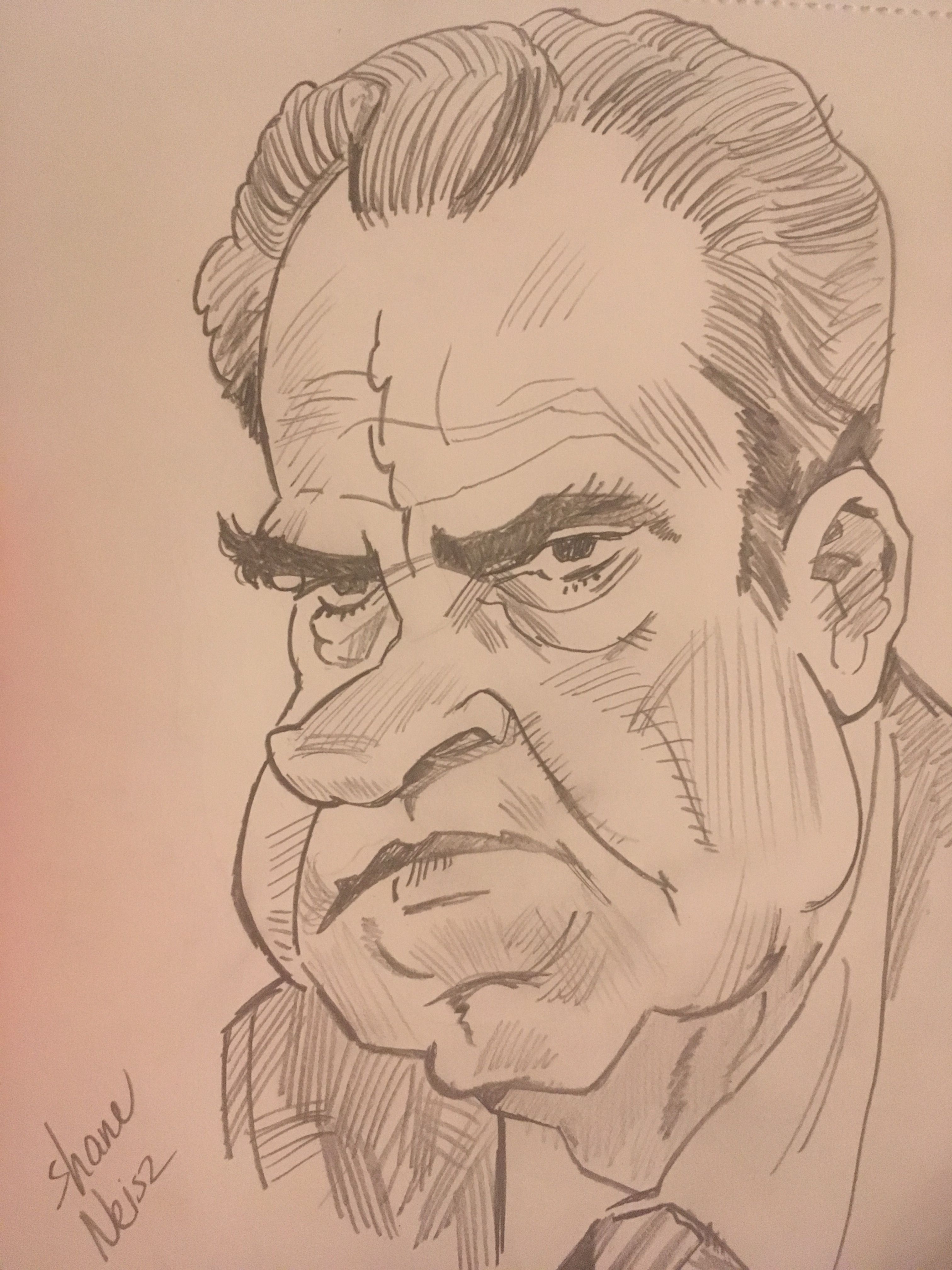 Richard nixon caricature sketch sketches the jersey devil