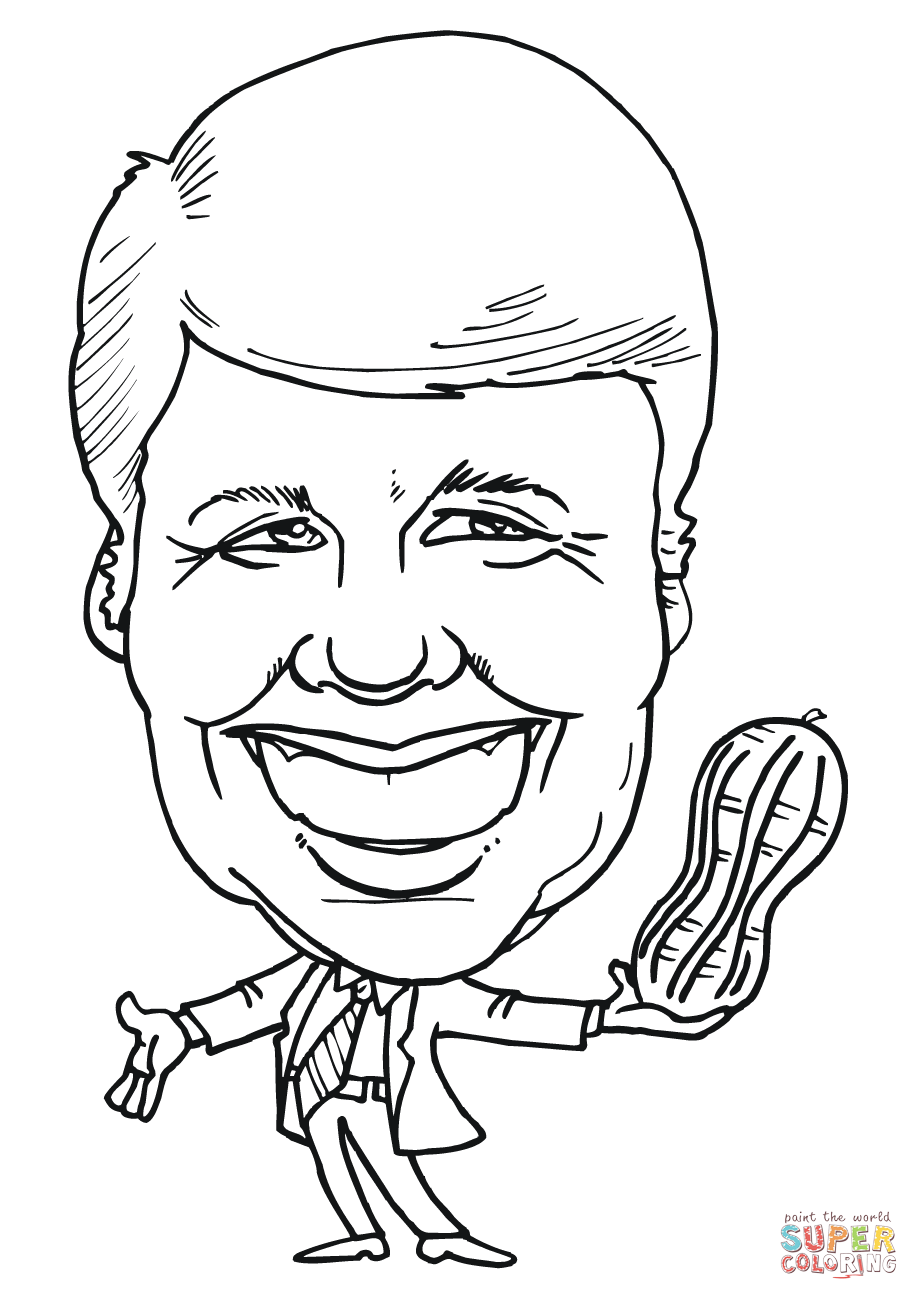 Jimmy carter caricature coloring page free printable coloring pages