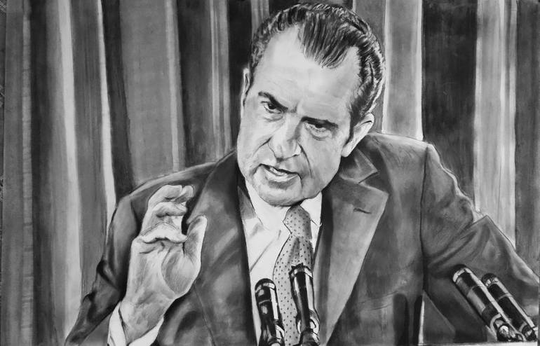 Drawing of president richard nixon drawing by richard hanssens saatchi art