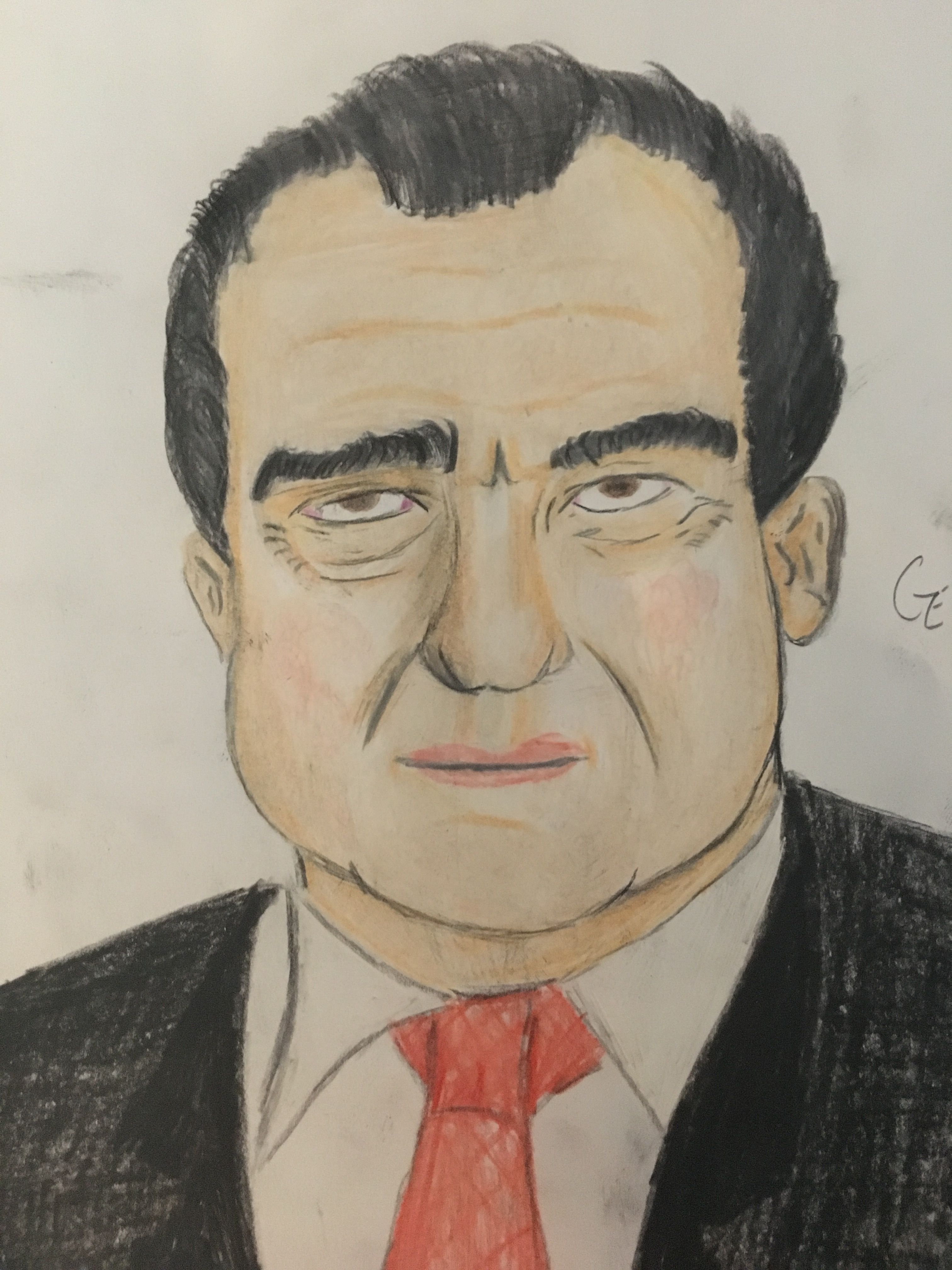 A colored pencil drawing of richard nixon im still learning learning how to use colored pencilsâ color pencil drawing pencil drawings colored pencil drawing