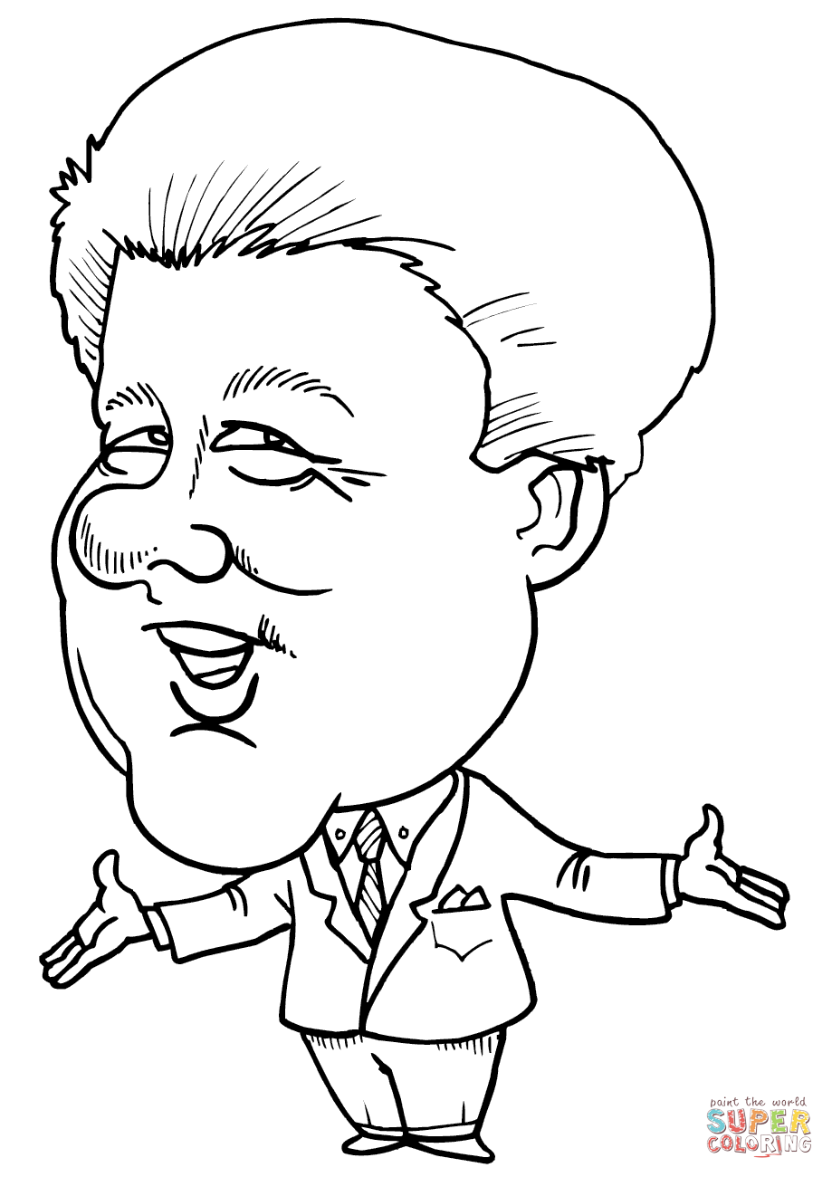 Bill clinton caricature coloring page free printable coloring pages