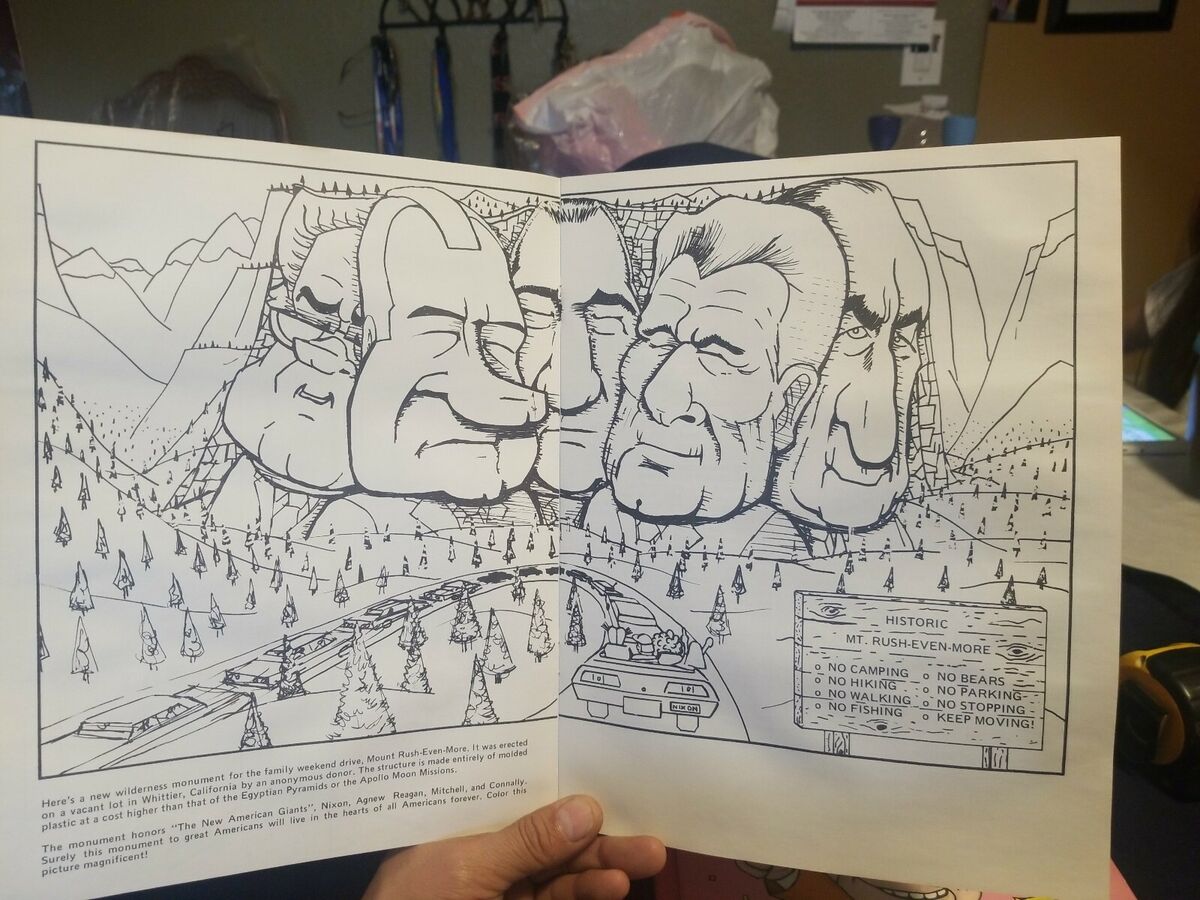 Richard nixon coloring book uncolored rare bill bohannon tricky dickyland