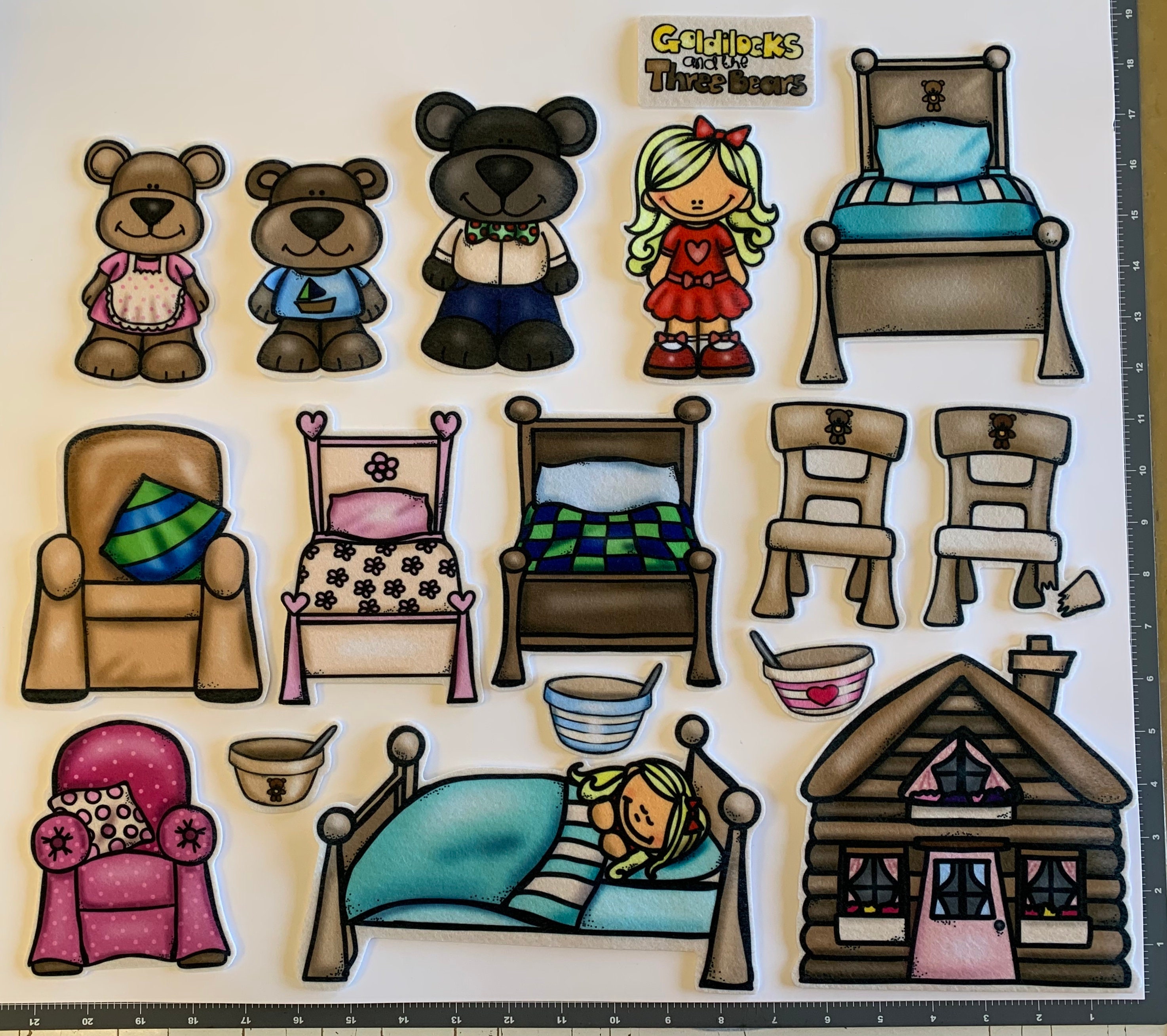 Ricitos de oro y los tres osos figuras de fieltro tablero de franela story set historias de tablero de fieltro