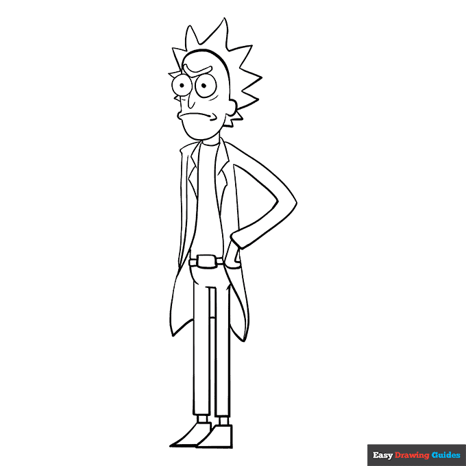 Rick from rick and morty coloring page easy drawing guides