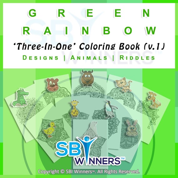 Entire volume rainbow green riddle book coloring collection downloadable design riddle animal coloring pages for all occasions