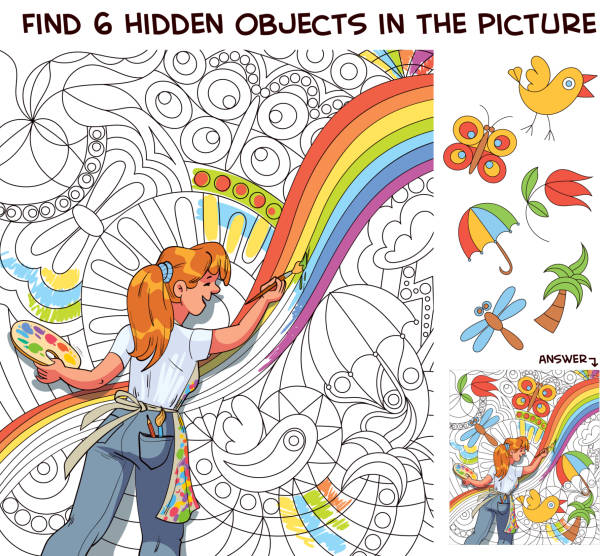 Drawing riddles pictures stock illustrations royalty