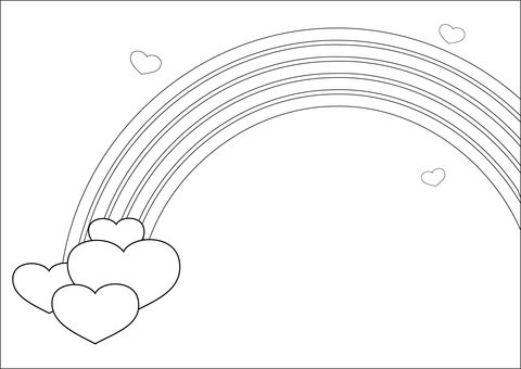 Rainbow with hearts coloring page free printable coloring pages