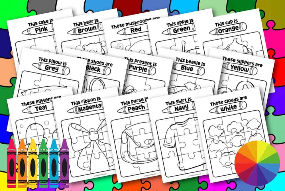 Rainbow printable color puzzles