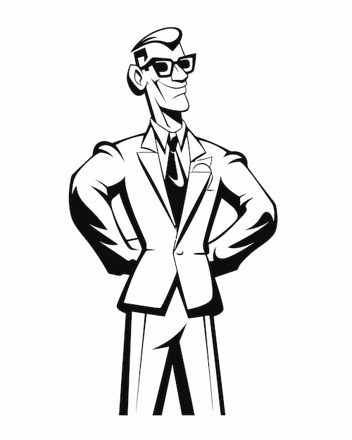 Premium vector a cartoon man in a suit and sunglasses stands in front of a white background