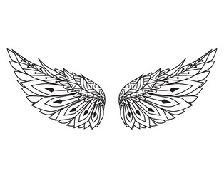 Angel wing coloring page vector images over