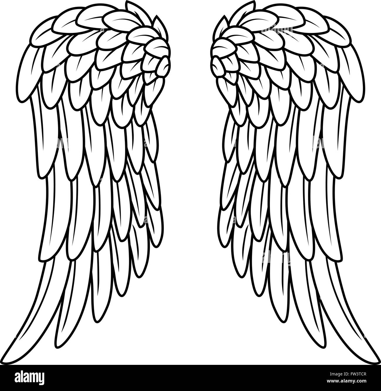 Cartoon angel wings black and white stock photos images