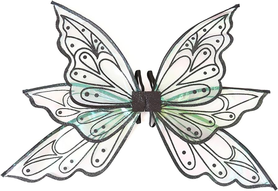 Dulrlly fairy butterfly wings sparkling sheer butterfly angel wings for women girls fairy princess wing for adults dress up kids wings fairy costume for halloween party favorblack clothing shoes
