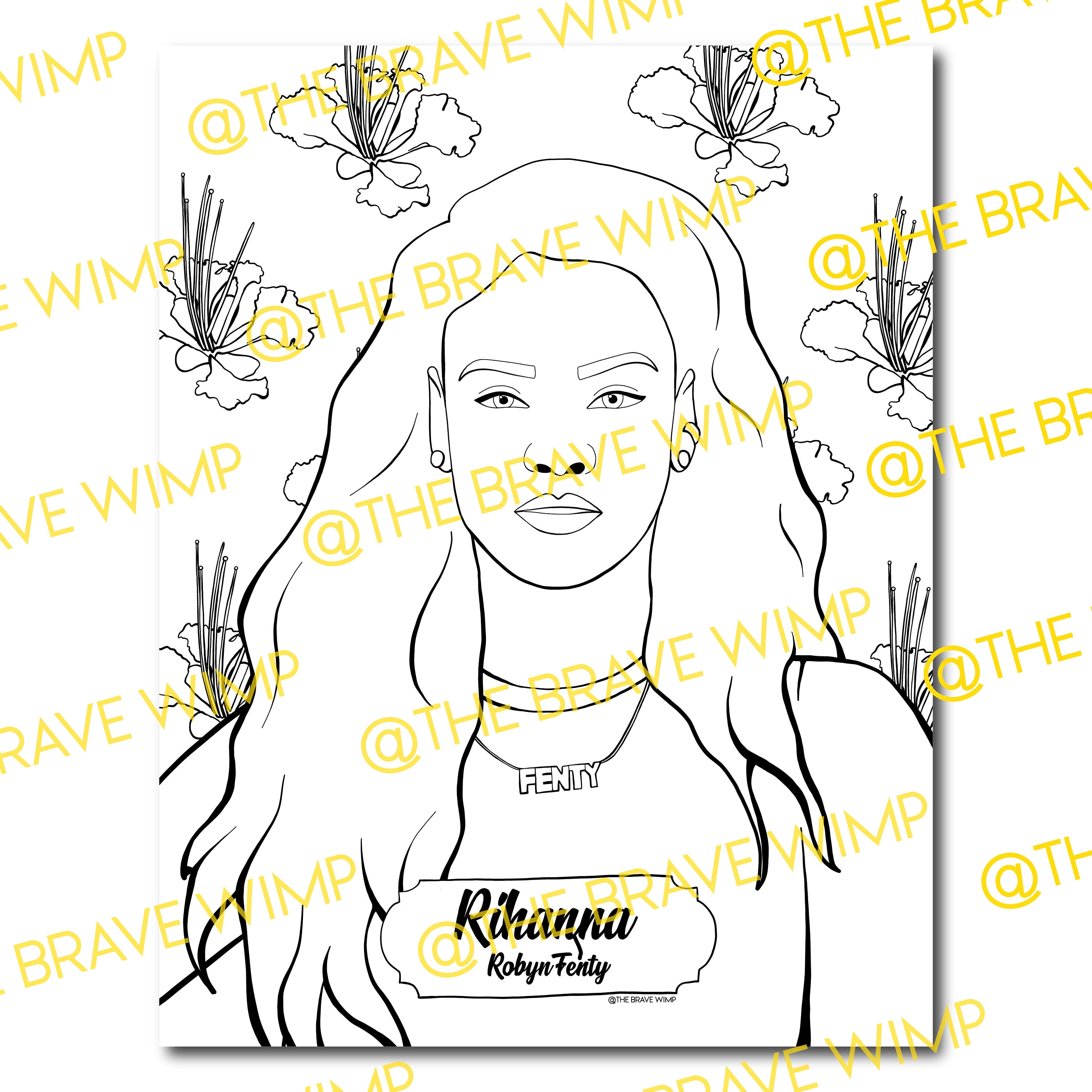Rihanna coloring page sheroes our time is now digital download