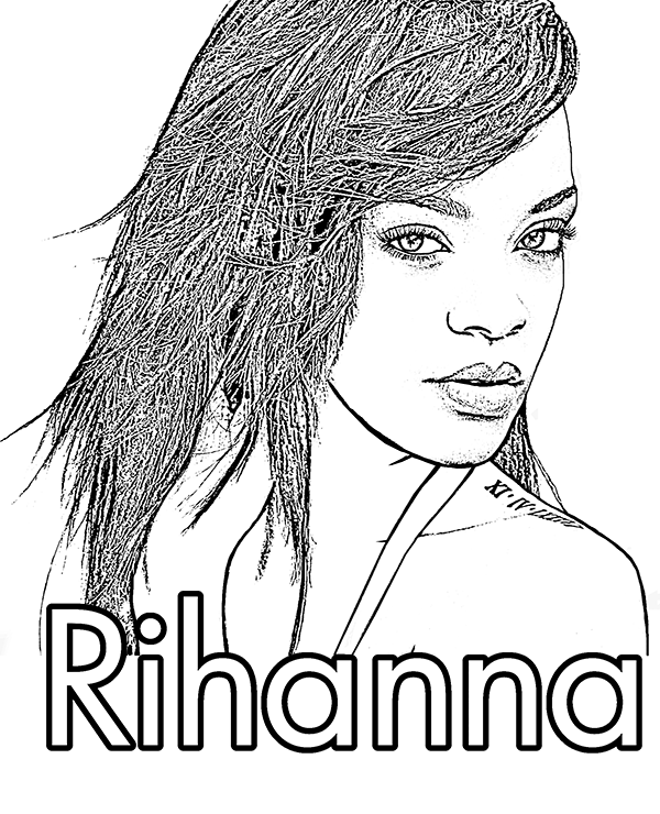 Rihanna coloring page sheet image to print or download