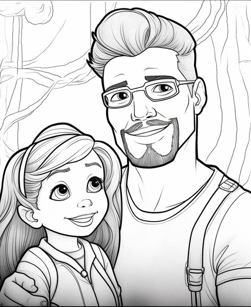Premium ai image a drawing of a man and a girl are smiling for a picture generative ai
