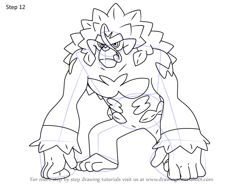 How to draw rillaboom from pokemon pokemon step by step