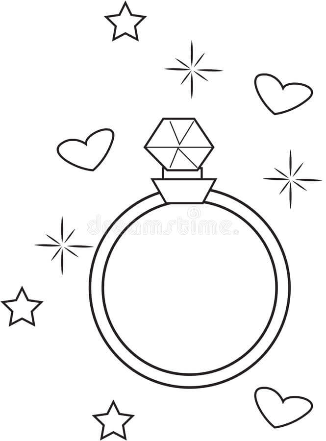Diamond ring with stars and hearts coloring page